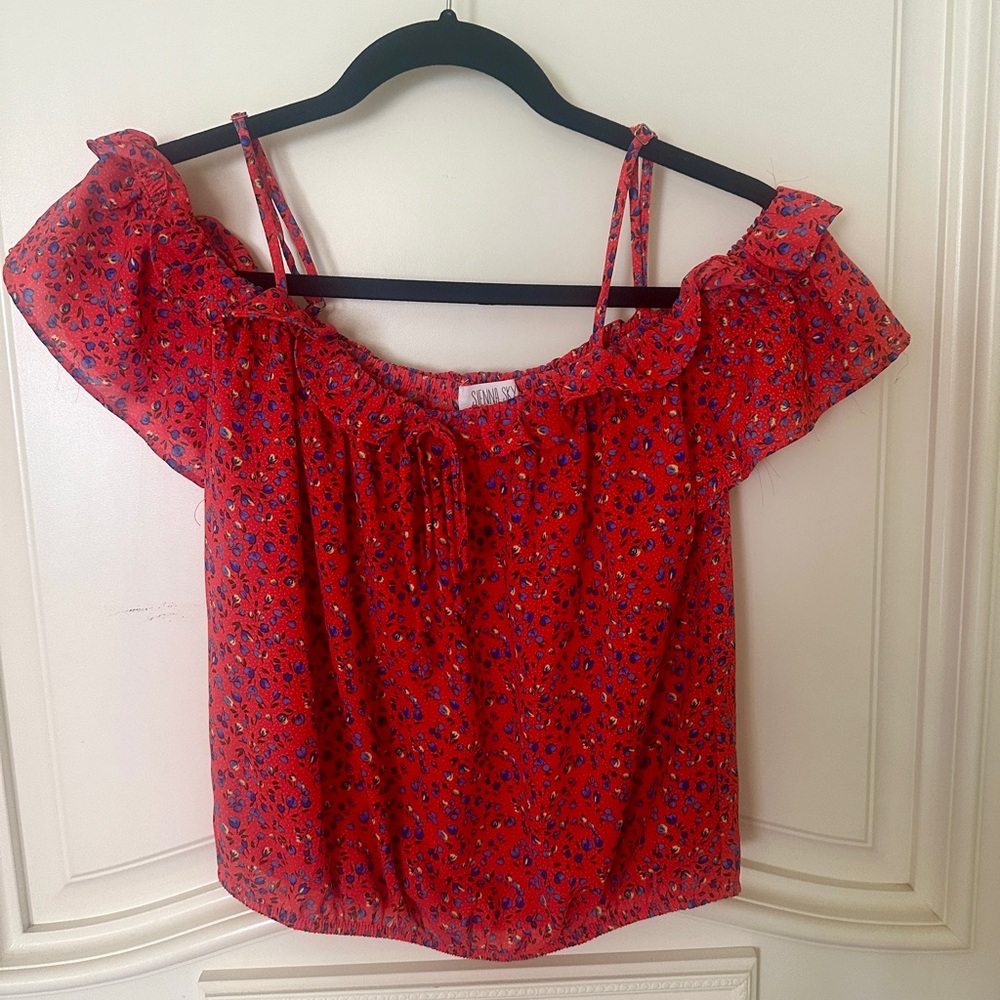 Sienna Sky Red Floral Off-Shoulder Blouse